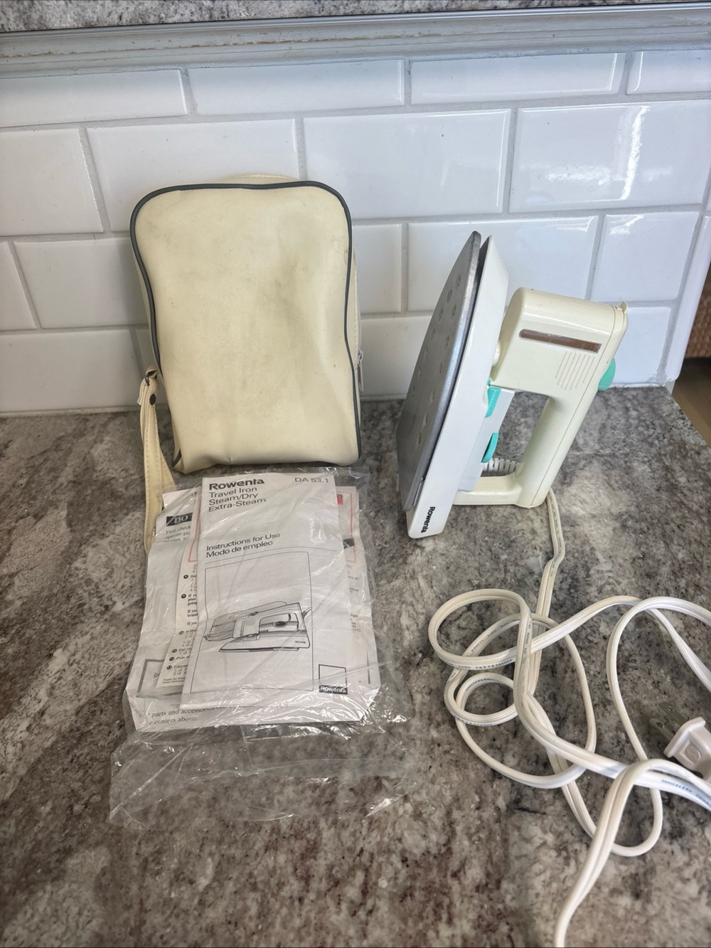 Vintage Rowenta DA-53.1 Vapo-Traveller Portable Iron W Case Folds Flat WORKS!